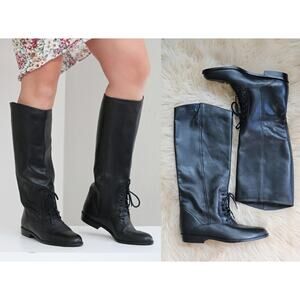 1980's Vintage Leather Equestrian Riding Boots Women's 7-1/2 (7.5) to 8 Tall